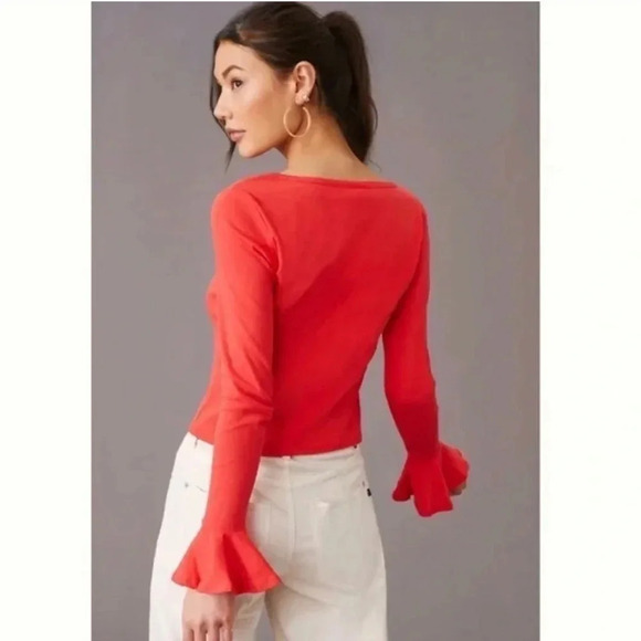 NWT Anthropologie Maeve Flouncy Bell Sleeve Long Sleeve Top - Picture 2 of 6